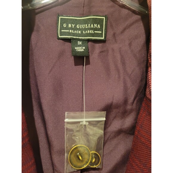 NWT G by Giuliana Black Label Women's Plus Size 3X Blazer Jacket Violet Plaid - Picture 12 of 13